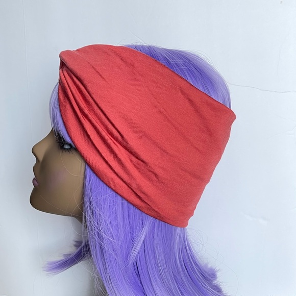 Wide Burnt Orange Twisted Headband, Headwraps - Picture 2 of 3